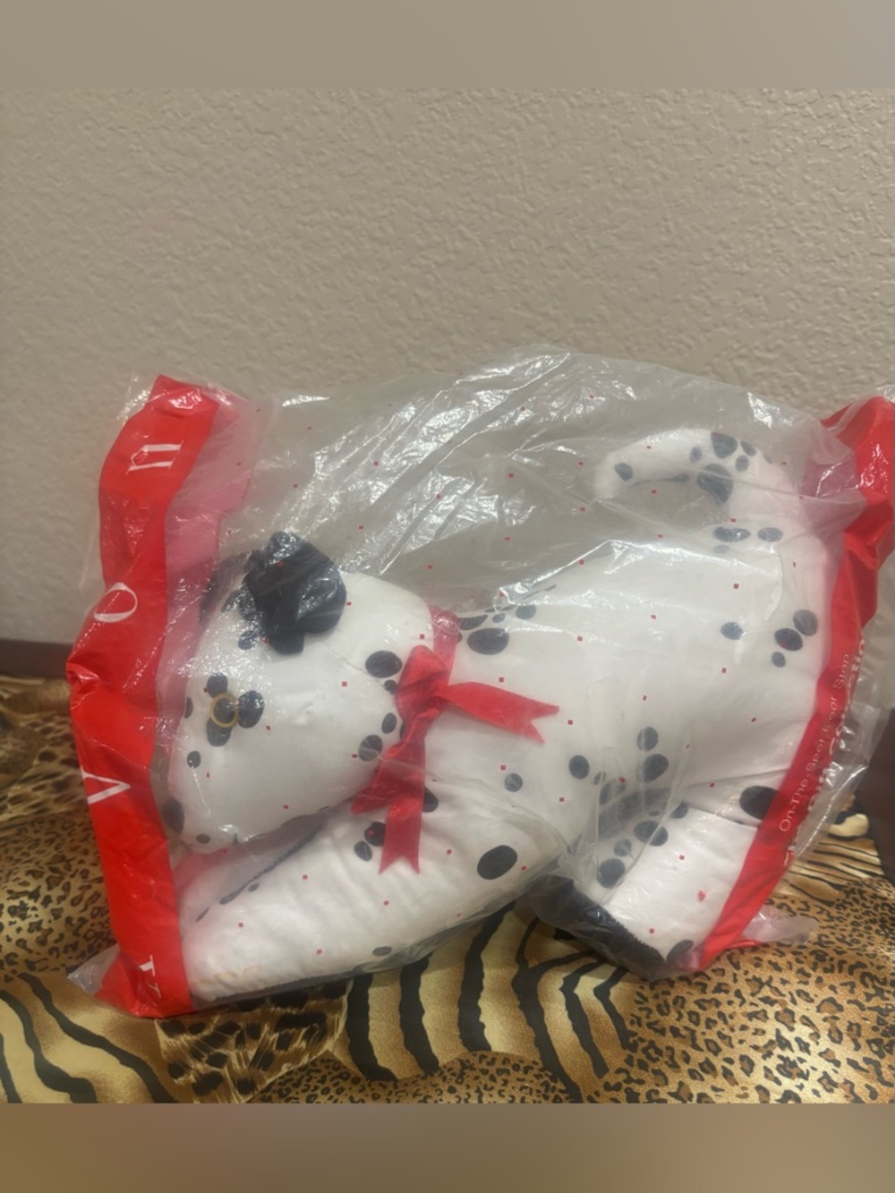 Vintage  Dalmatian‎ Dog Door Stopper with Red Bow - Spot Print